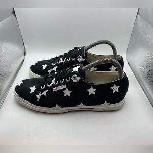 Superga white stars women’s black sneakers size 8